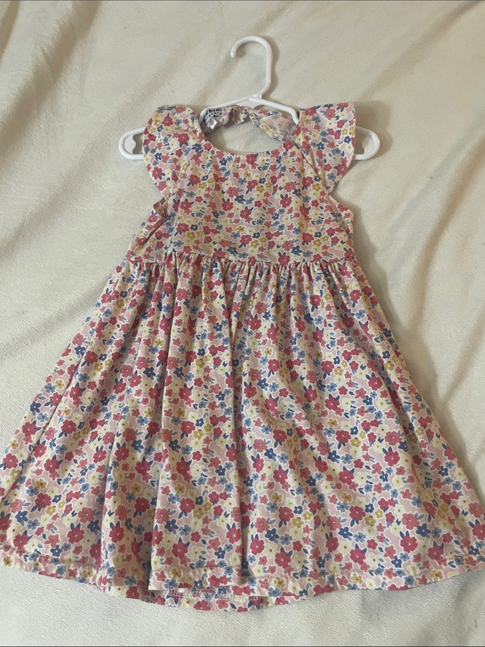 ⭐️Blueberi Boulevard Pink Floral Tie-Back Flutter Dress